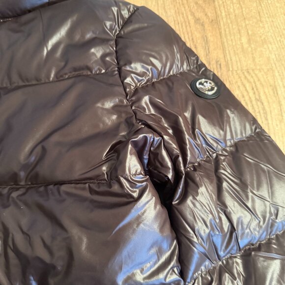 NWT MICHAEL KORS QUILTED HIDDEN HOOD DOWN BLEND PUFFER JACKET COAT M $350 BROWN - Picture 3 of 10